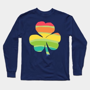 Shamrock of Rainbow Stripes for St Patricks Day Long Sleeve T-Shirt